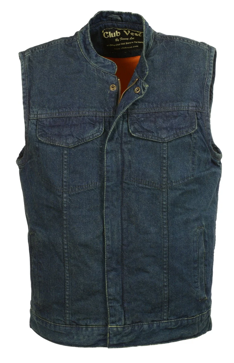 Luxury Club Vest CVM3000 Men’s Classic Blue Denim Vest with Dual Front Closure Fashionable