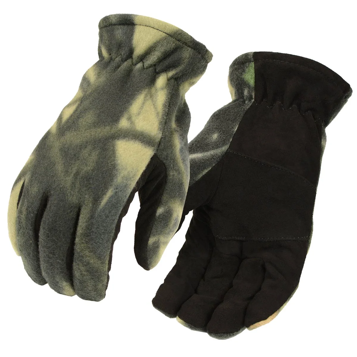 Functional M-Boss Motorcycle Apparel BOS37553 Men’s Camo Deer Suede Palm and Fleece Thermal Lined Gloves Detailed