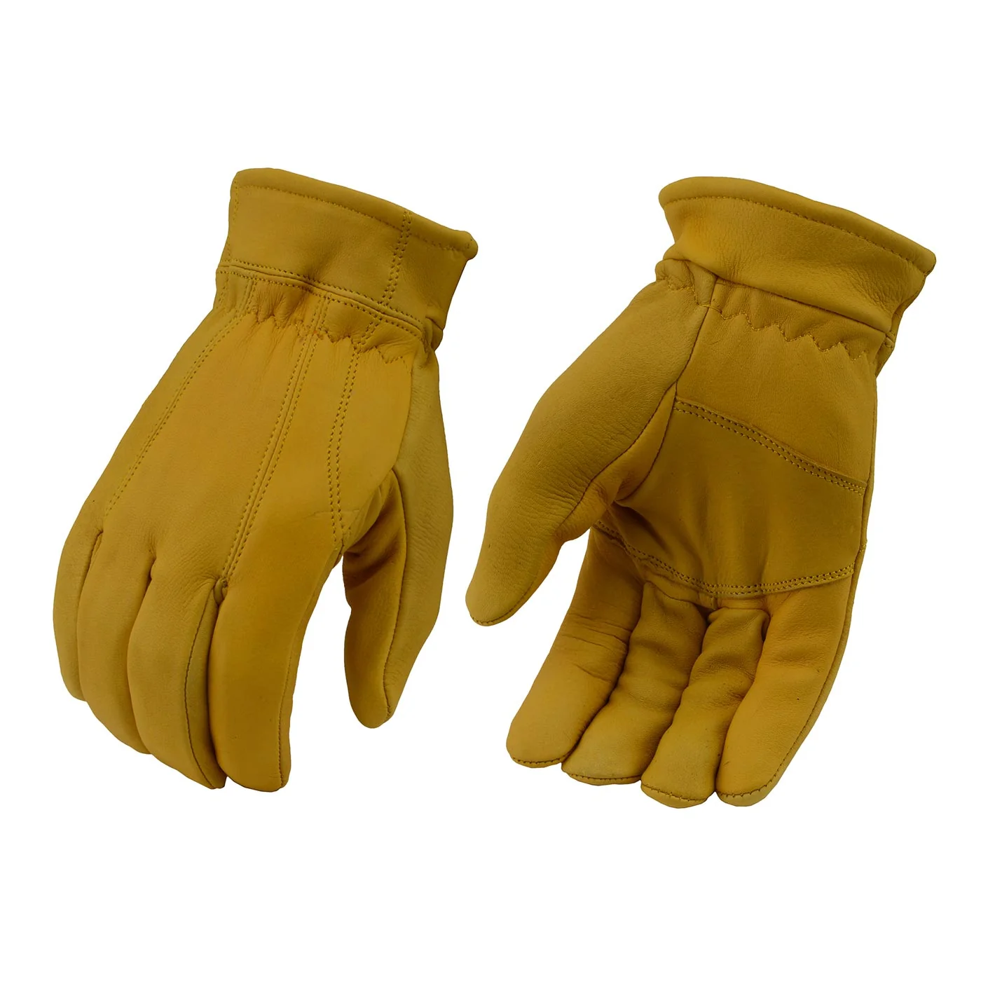 Specialty M Boss Motorcycle Apparel BOS37547 Men’s Yellow Lined Full Grain Deerskin Gloves Breathable