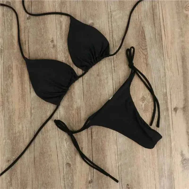 Traditional Black String Bikini Set – Adjustable Swimwear for Women Official