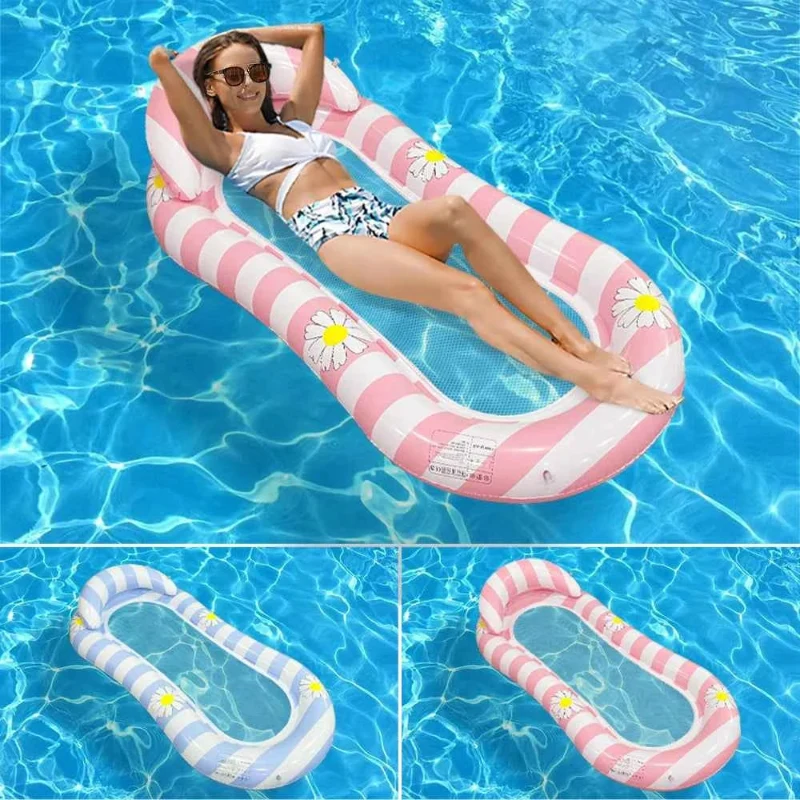 Powerful Inflatable Pool Lounger with Backrest Armrests Adult Pool Float Genuine