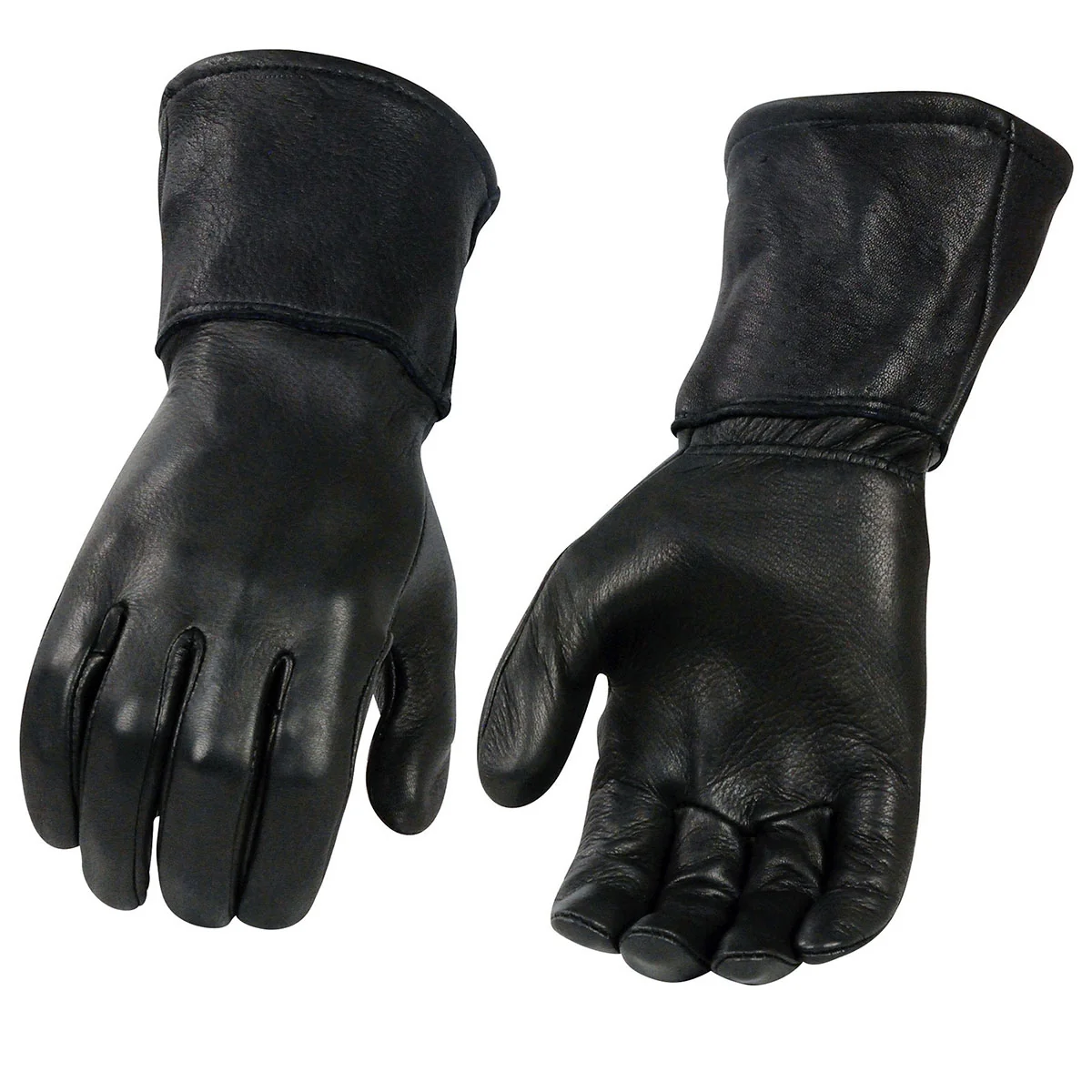 High-Grade Milwaukee Leather Men’s Gauntlet Motorcycle Hand Gloves- Black Deerskin Long Cuff Thermal Lined Leather Palm – G317 High-Performance