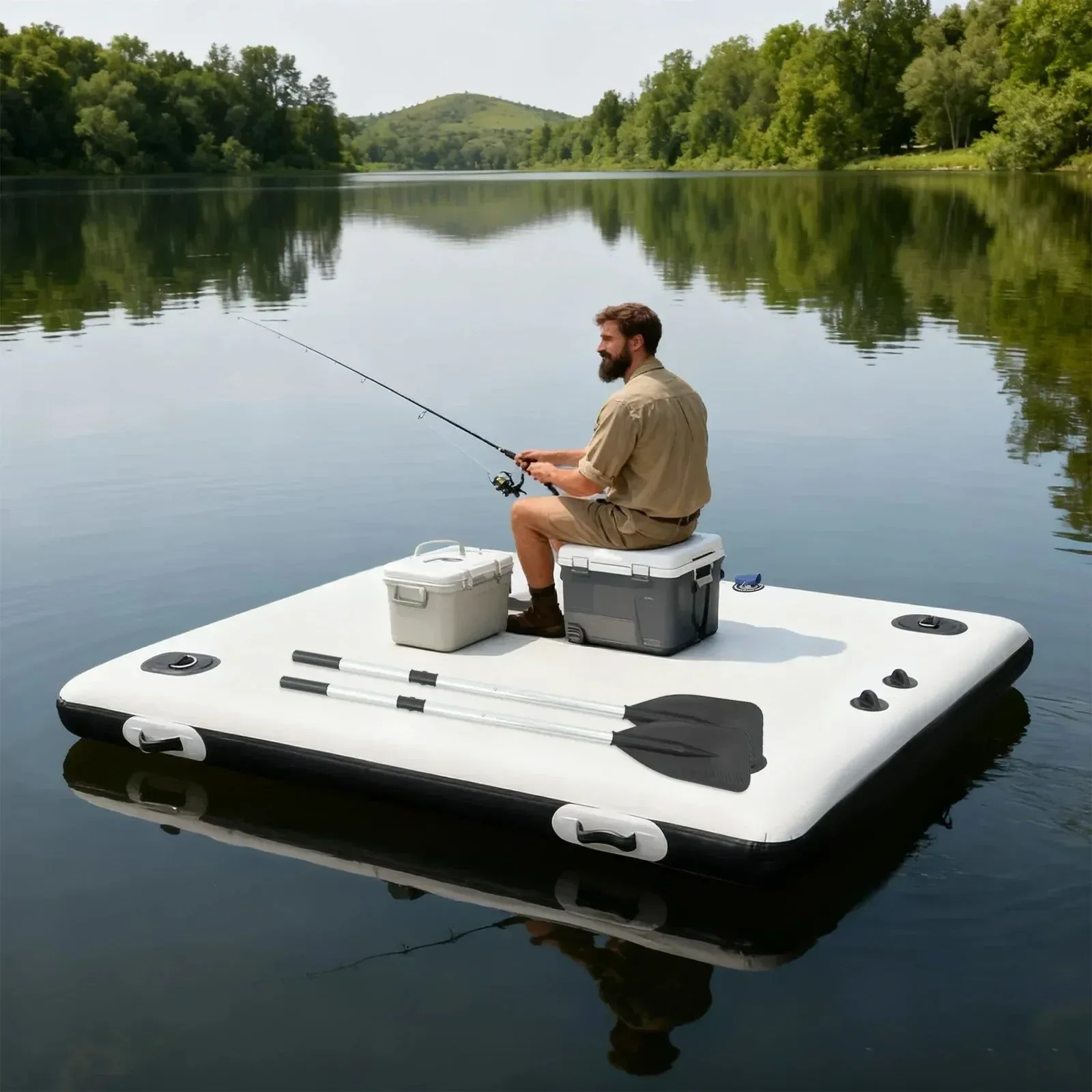 Practical Inflatable Floating Platform 400kg Capacity Portable Pontoon for Fishing Yoga Water Activities Environmentally Friendly