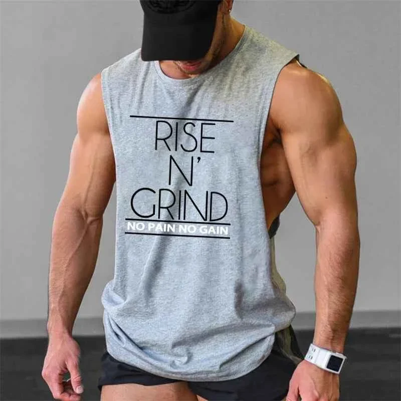Breathable RISE N GRIND Men s Sleeveless Gym Tank Top – Muscle Fit Workout Vest Expertly Made