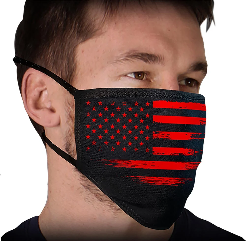 Advanced Milwaukee Leather FMD1017 ‘Black and Red US Flag’ 100 Cotton Protective Face Mask with Optional Filter Pocket Natural