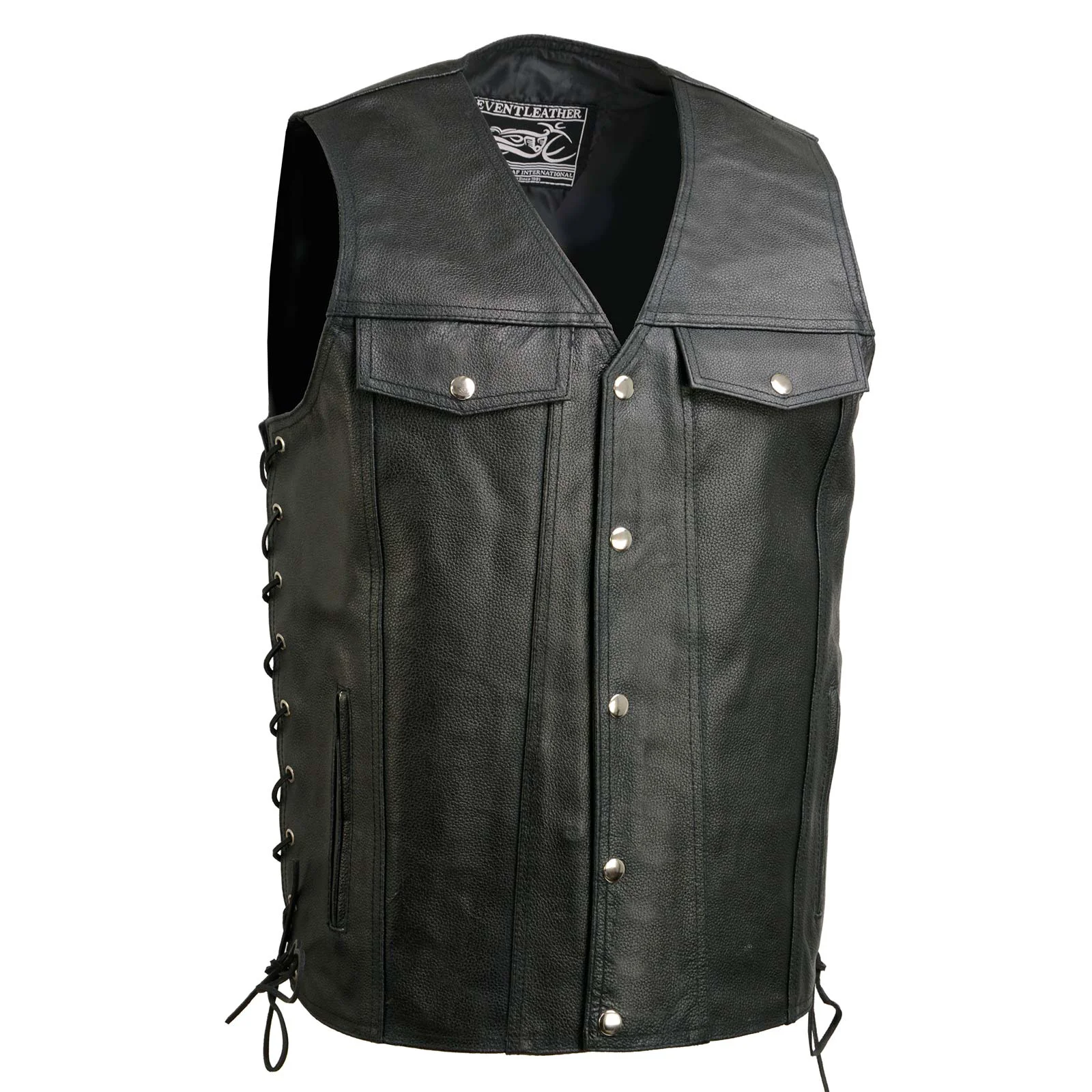 Premium Event Leather EL5360TALL Men’s Side Lace Vest with Denim Style Pockets Tall Sizes Expertly Made