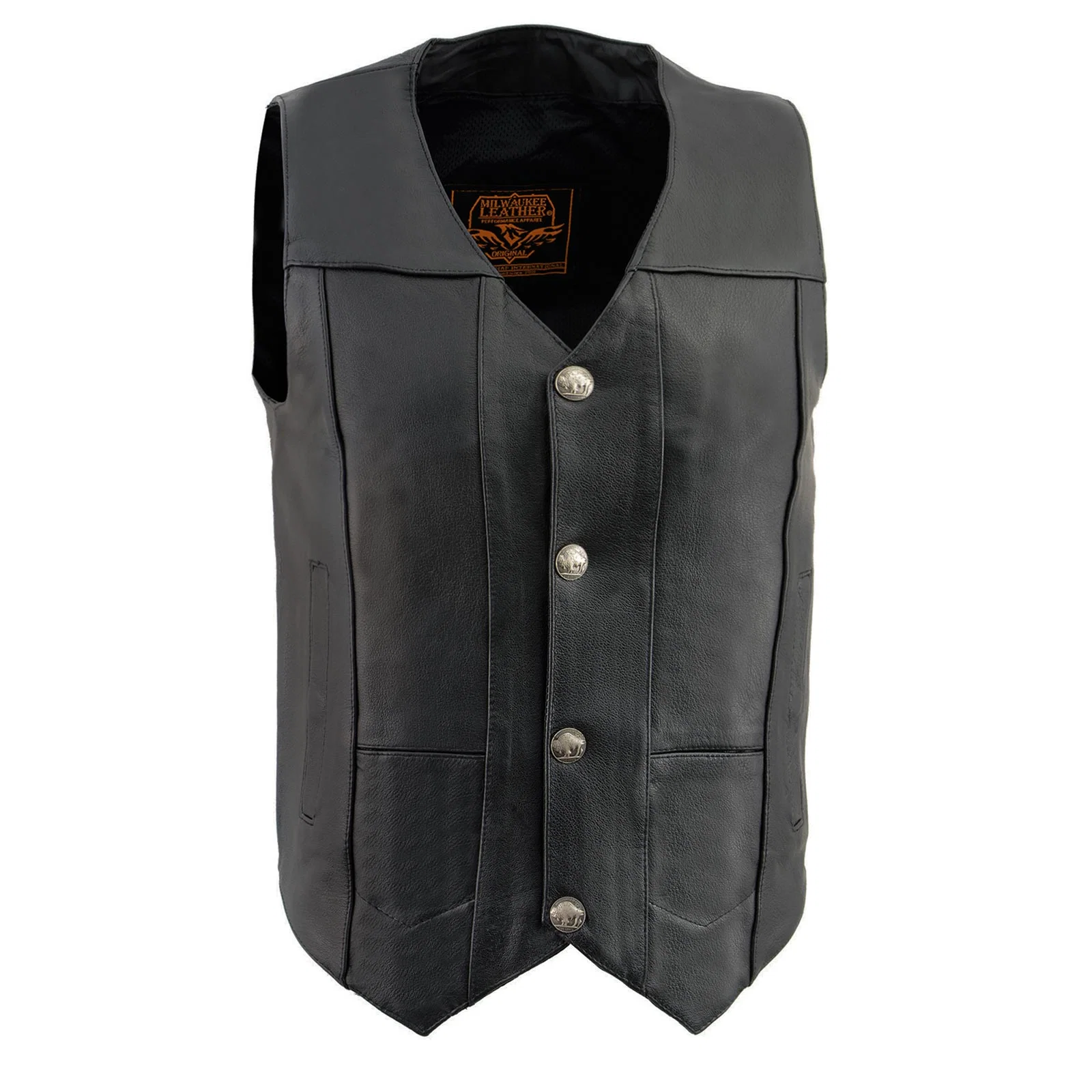 Long-Lasting Milwaukee Leather LKM3700 Men’s Classic Black Leather Motorcycle Rider Vest w Buffalo Nickel Snaps Closure Outstanding