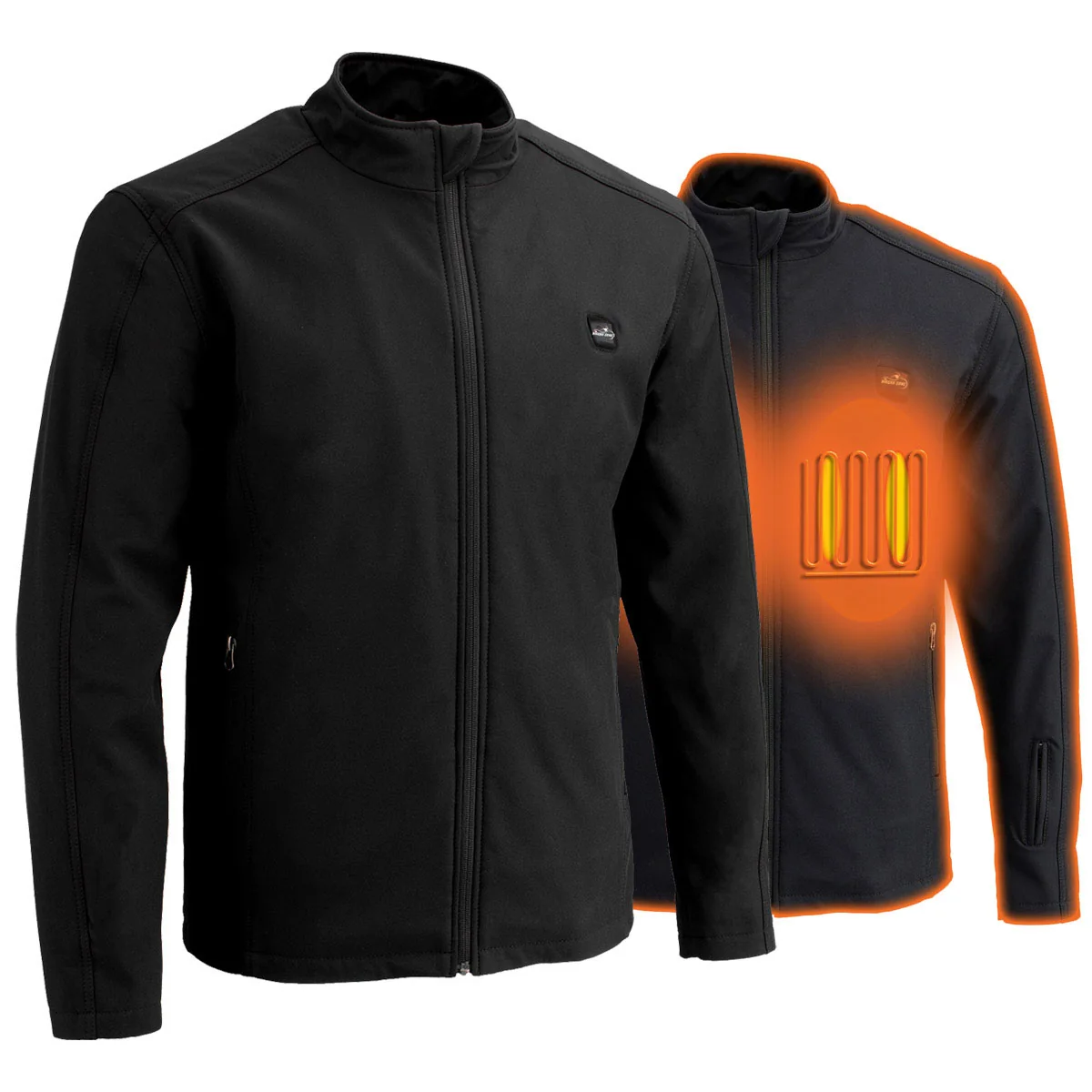 Traditional The Bikers Zone BZ2862 Men’s Heated Black Soft-Shell Jacket with 12V Battery Sophisticated