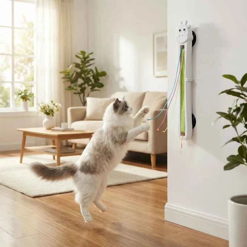 Soft Fully Automatic Giraffe Cat Teasing Machine Interactive Wall Mounted Rope Toy for Cats Expertly Made