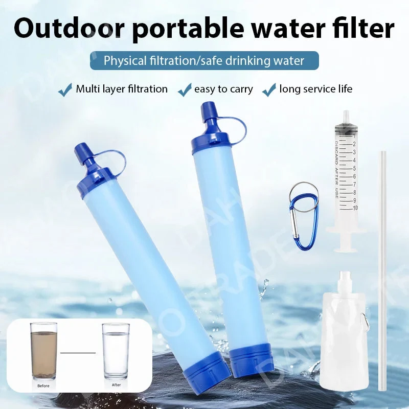 Carefully Designed Emergency Water Filter Straw – Portable Outdoor Water Purifier for Camping Hiking Survival Trendy
