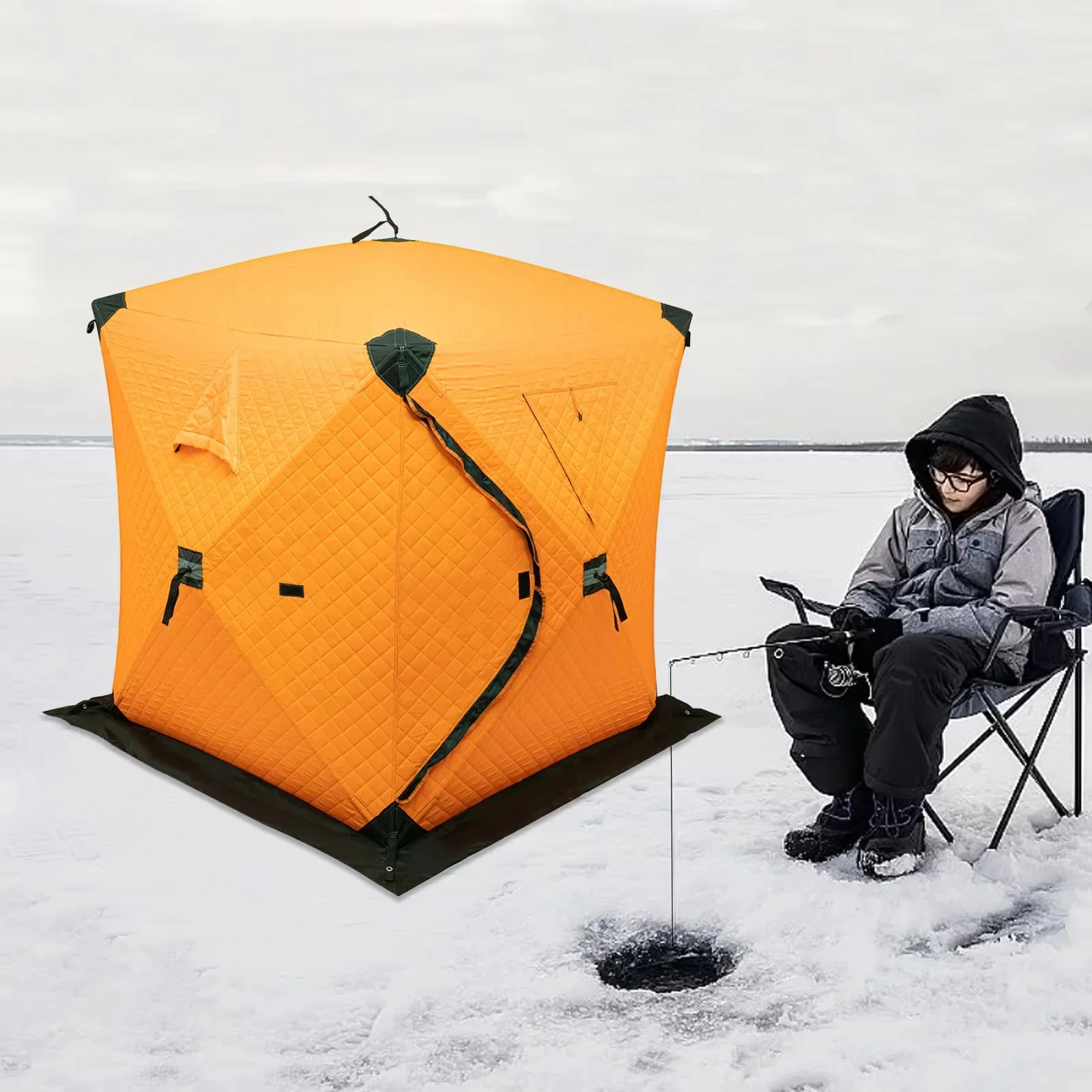 Professional Insulated Ice Fishing Tent for 1–2 Persons – Portable Thermal Shelter Windproof Winter Camping Tent Reusable