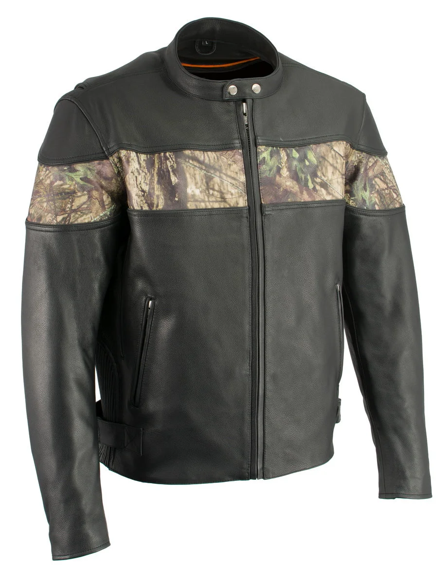 High-Quality Milwaukee Leather MLM1595 Men’s ‘Jungle Mossy’ Side Stretch Leather Motorcycle Racer Jacket Efficient