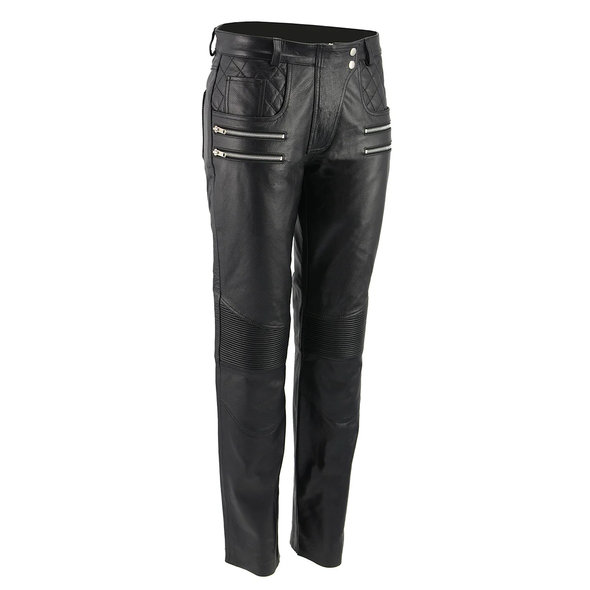 Flexible M Boss Motorcycle Apparel BOS26500 Women’s ‘Vixen’ Black Leather Motorcycle Pants with Quilted Belt Detailing Next-Generation