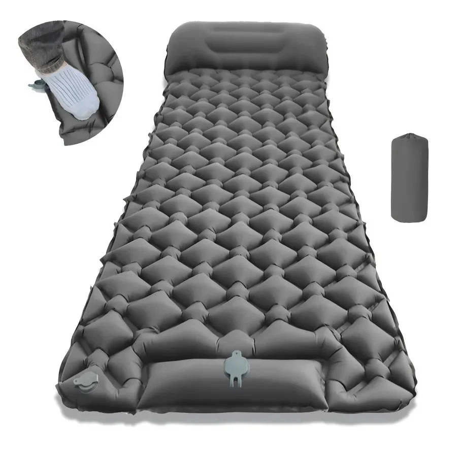 Powerful Ultralight Inflatable Camping Sleeping Pad with Pillow – Foldable Travel Air Mattress for Hiking Beach Green