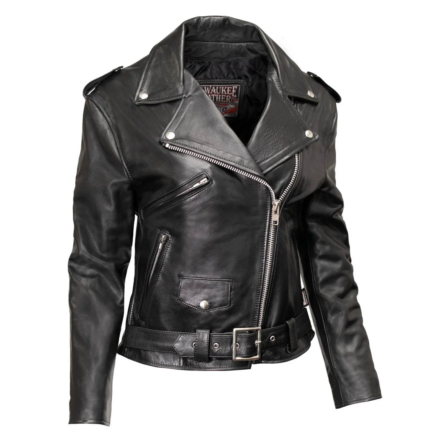 Smart Milwaukee Leather USA MADE MLJKL5004 Women’s Black The Flaunt Premium Classic Motorcycle Style Leather Jacket World-Class