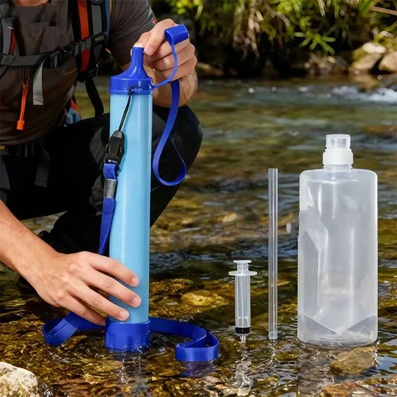 Outstanding Portable Outdoor Water Filter Straw Kit with Collapsible Water Bag Next-Generation