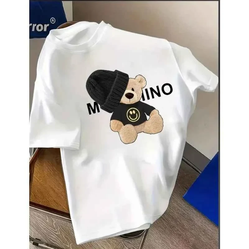 Authentic MOSCHINO Women s Teddy Bear Graphic Crew Neck Short Sleeve T-Shirt Fine Crafted