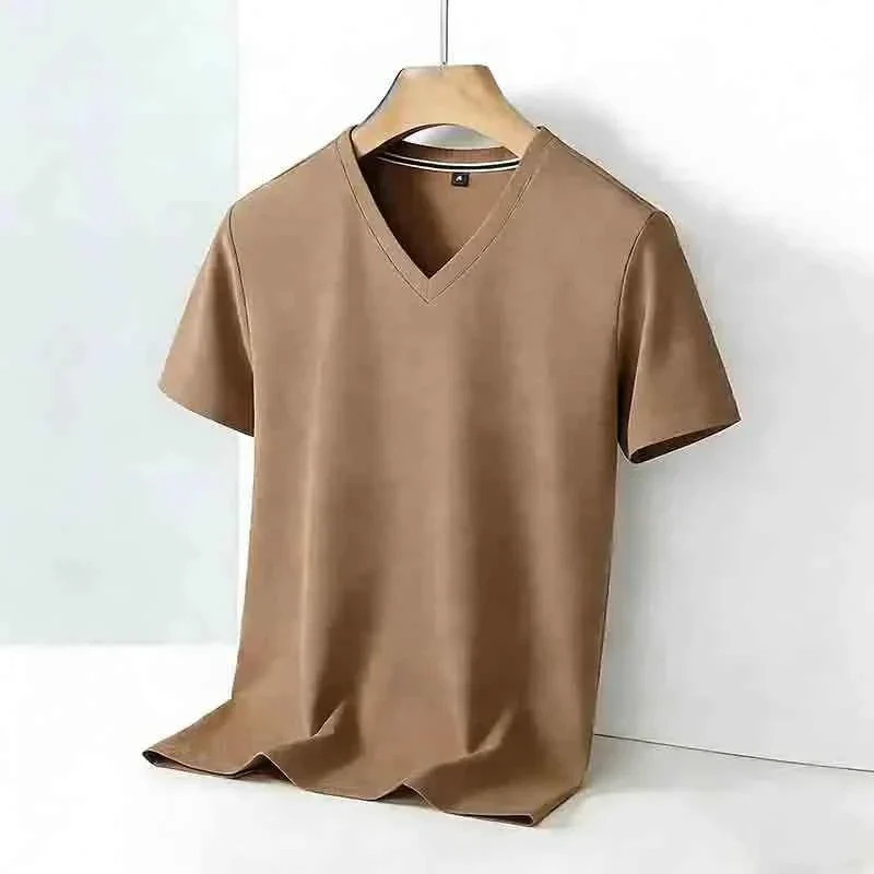Modern Men s Solid V-Neck Short-Sleeve Casual T-Shirt – Multiple Colors Detailed