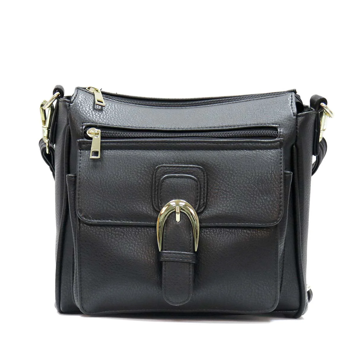 Reusable Hot Leathers PUA1176 Black Vegan Leather Concealed Carry Purse with Ambidextrous Design Solid