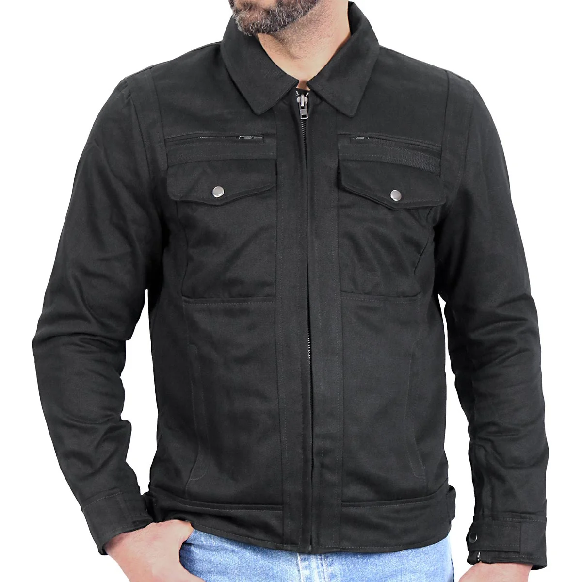 Fashionable Hot Leathers Men’s Rail Yard Denim Shirt Jacket – JKM6001 RAIL YARD High-Quality