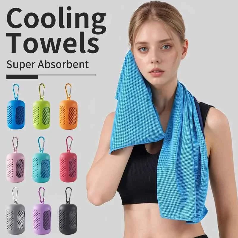 High-Grade 2 Pack Portable Round Silicone Covered Cooling Towel – Quick Drying Fitness Sports Towels for Outdoor Activities Lightweight