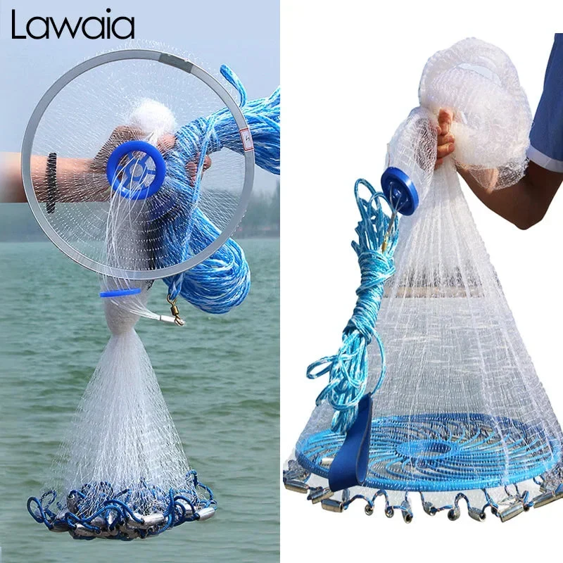 Relaxed Hand Cast Net Monofilament Nylon Fishing Net Aluminium Ring Elite