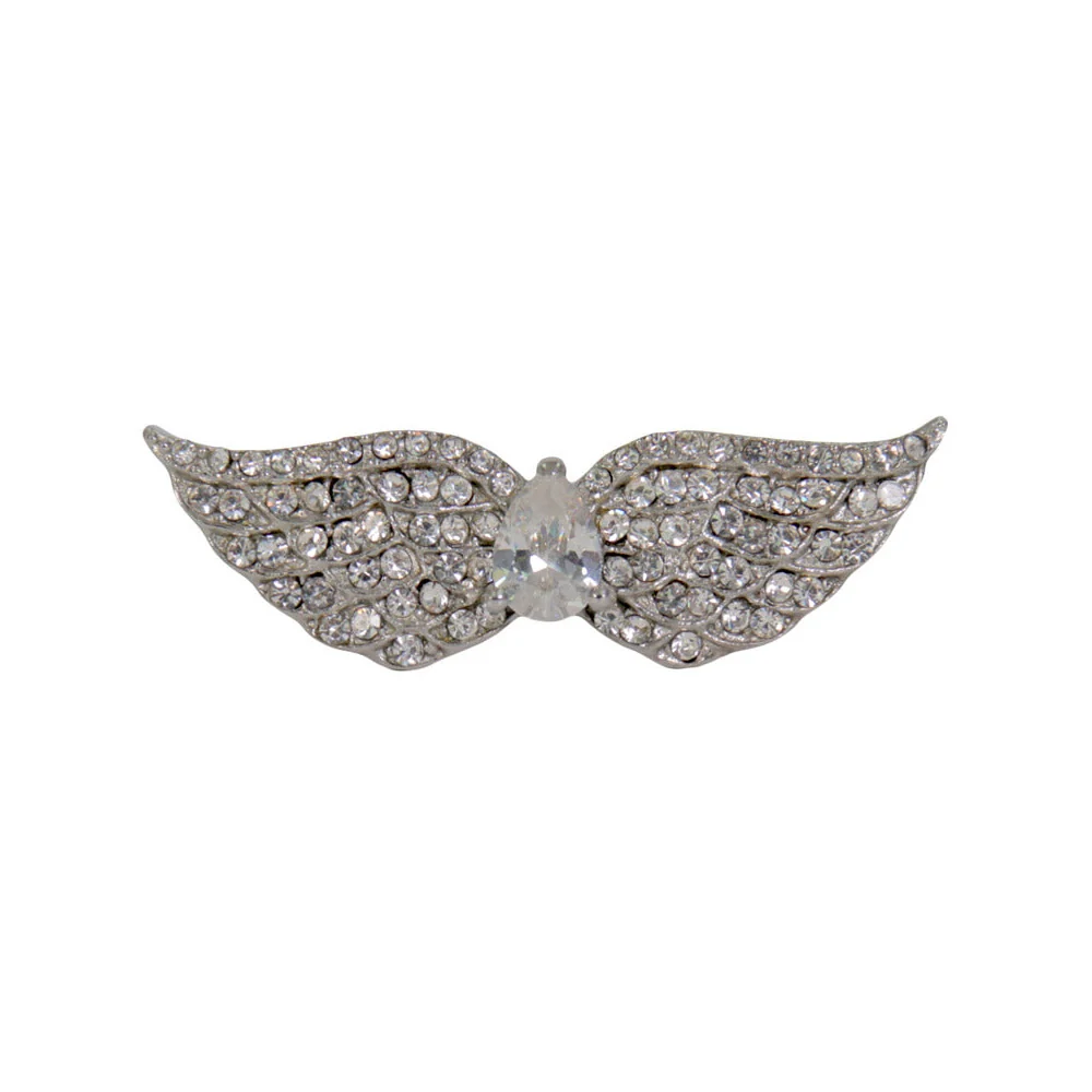 Traditional Hot Leathers JWR1126 Women’s White ‘Crystal Pearl Wings’ Stainless Steel Ring Relaxed