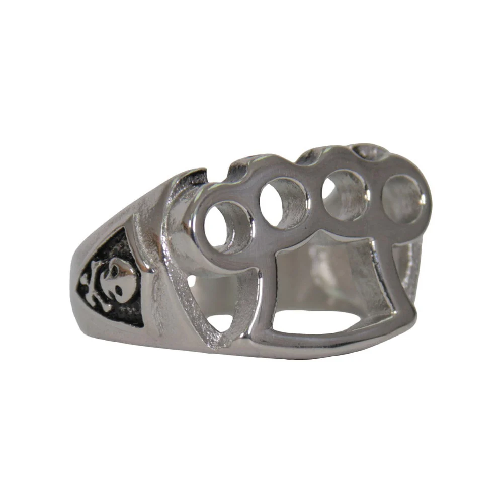 Clean Hot Leathers JWR2133 Men’s Silver ‘Brass Knuckles’ Stainless Steel Ring Efficient