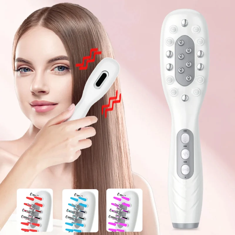 Dependable Electric Hair Growth Comb Oil Applicator with Red Blue LED Vibration Scalp Massage Brush Lightweight