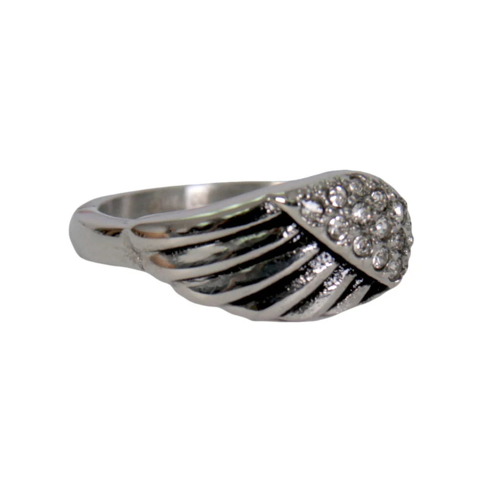 Optimized Hot Leathers JWR1130 Women’s Silver ‘Diamond Angel Wing’ Stainless Steel Ring Comfortable