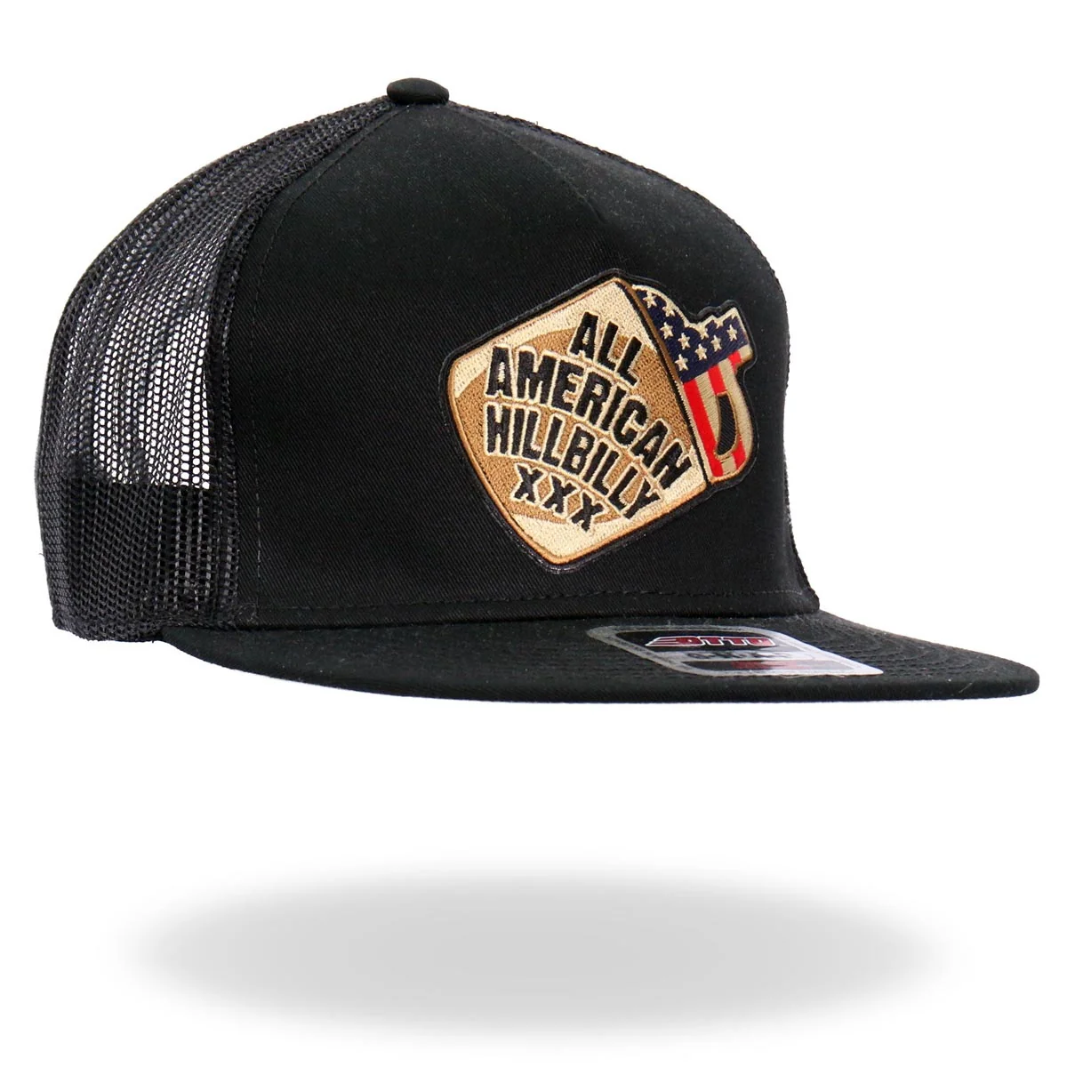 Next-Generation Hot Leathers GSH2025 Black All American Hilbilly Snapback Top-Quality