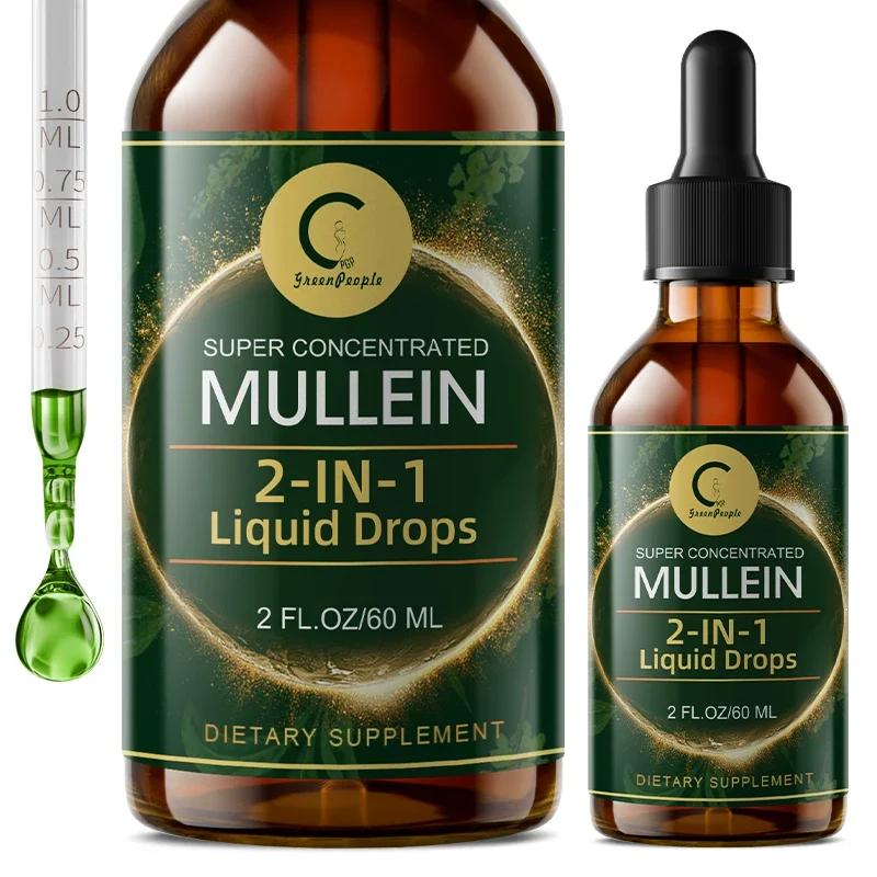 Sustainable Mullein Leaf Extract Drops – Lung Cleanse Immune Support Detox Respiratory Support Herbal Supplement Casual
