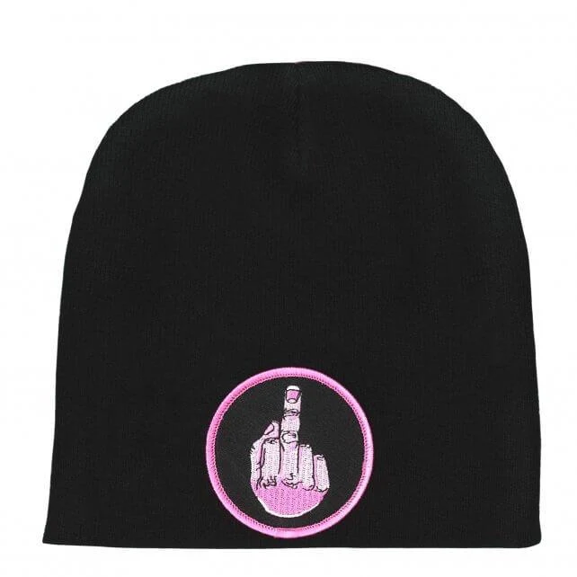 Premium Material Hot Leathers KHB5005 Middle Finger Pink Knit Hat Sophisticated