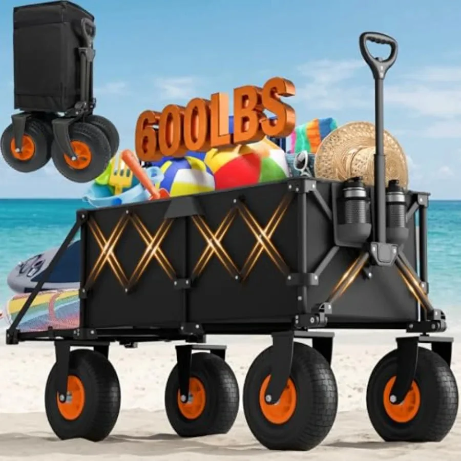 Modern Heavy Duty Beach Wagon with Big Wheels – 10-Wheel All-Terrain Collapsible Cart Heavy Duty Beach Wagon with Big Wheels – 10-Wheel All-Terrain Collapsible Folding Cart Exclusive