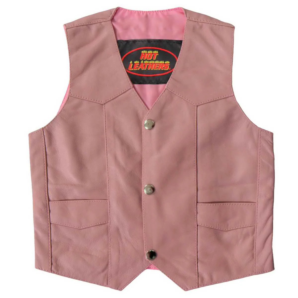 Exclusive Hot Leathers K1003 Girls – Kids Pink Leather Toddler Biker Vest Professional