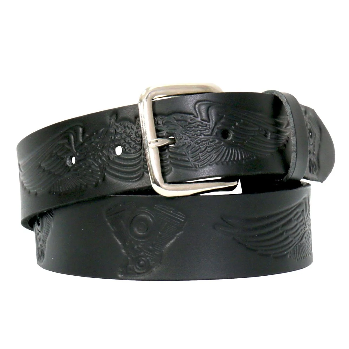 Practical Hot Leathers BLA1126 Wings and Motors Embossed Leather Belt Official