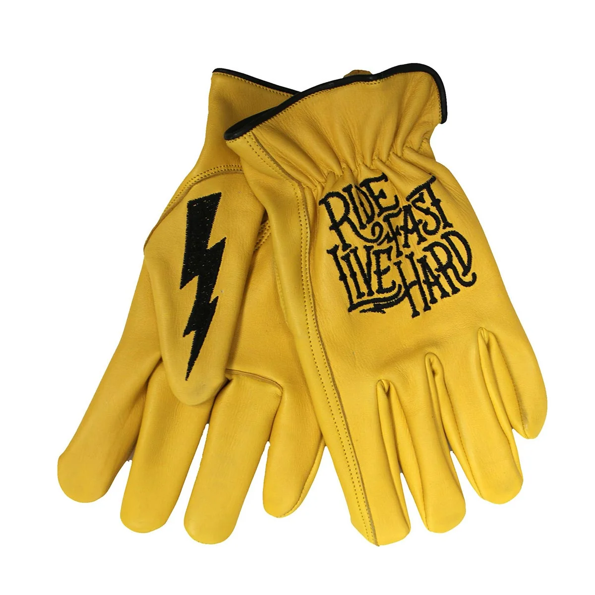 Premium Hot Leathers GVD2001 Uni-Sex Gold ‘Bolt’ Deer Skin Leather Gloves Outstanding