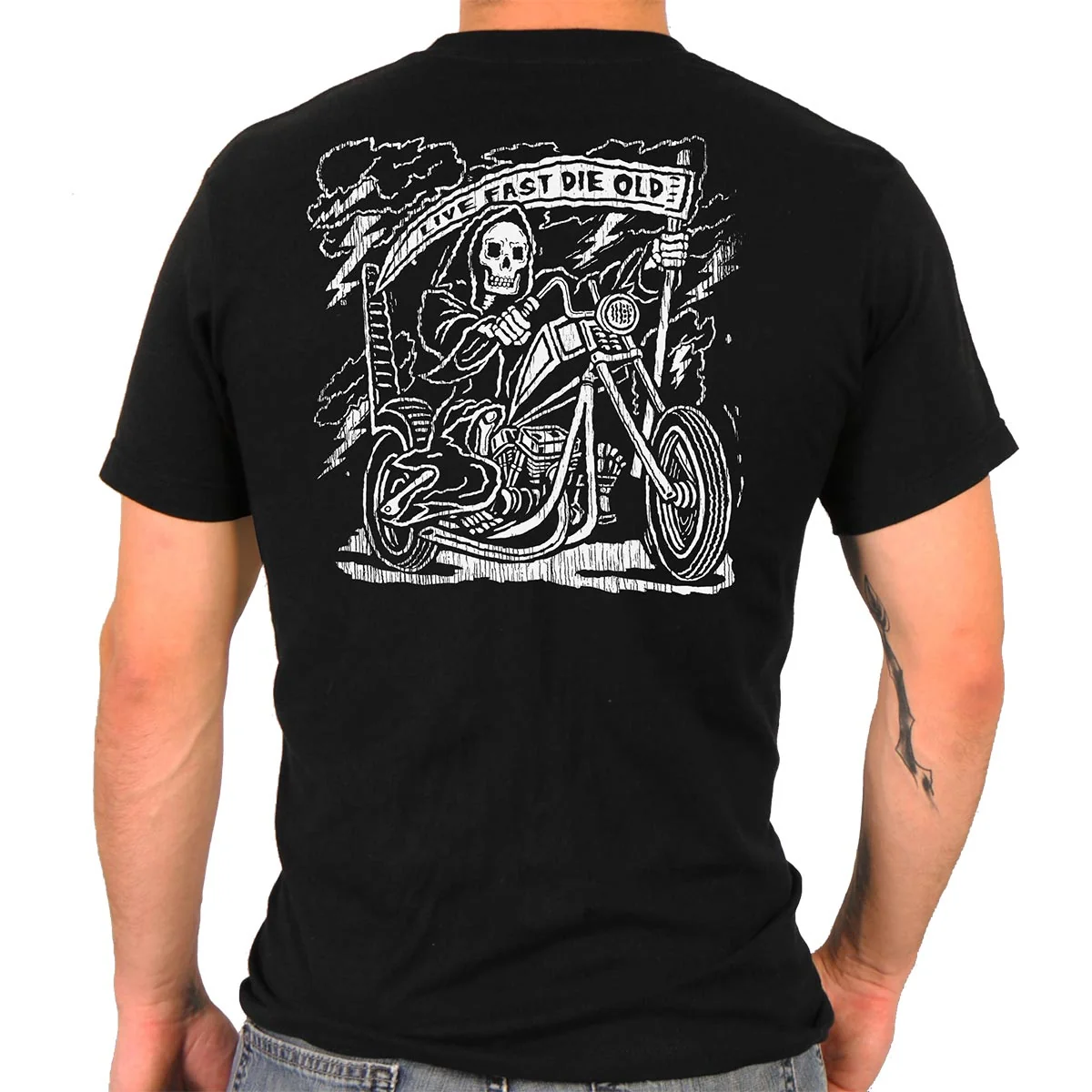 Superior Hot Leathers GMD1484 Men's Black 'Reaper' T-Shirt Detailed