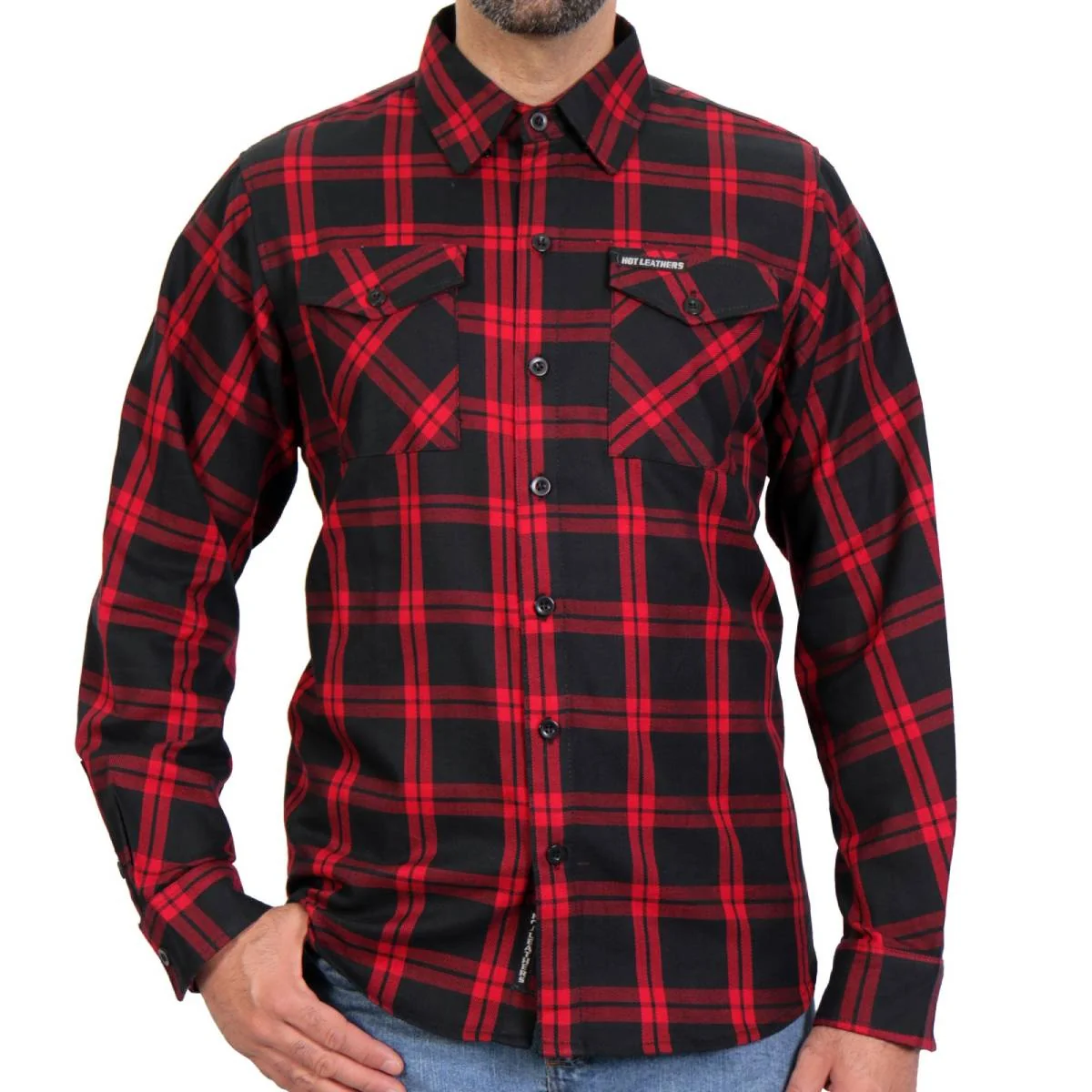 Professional Hot Leathers FLM2021 Men’s Red and Black Flannel Long Sleeve Shirt Versatile