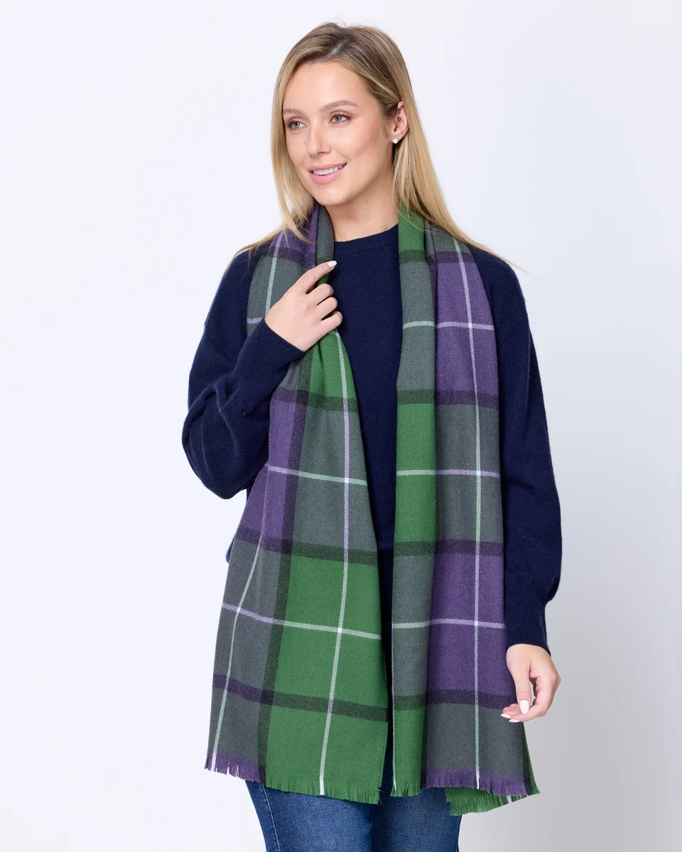 Practical Foxford Connemara Tartan Extra-Fine Merino Scarf Sophisticated