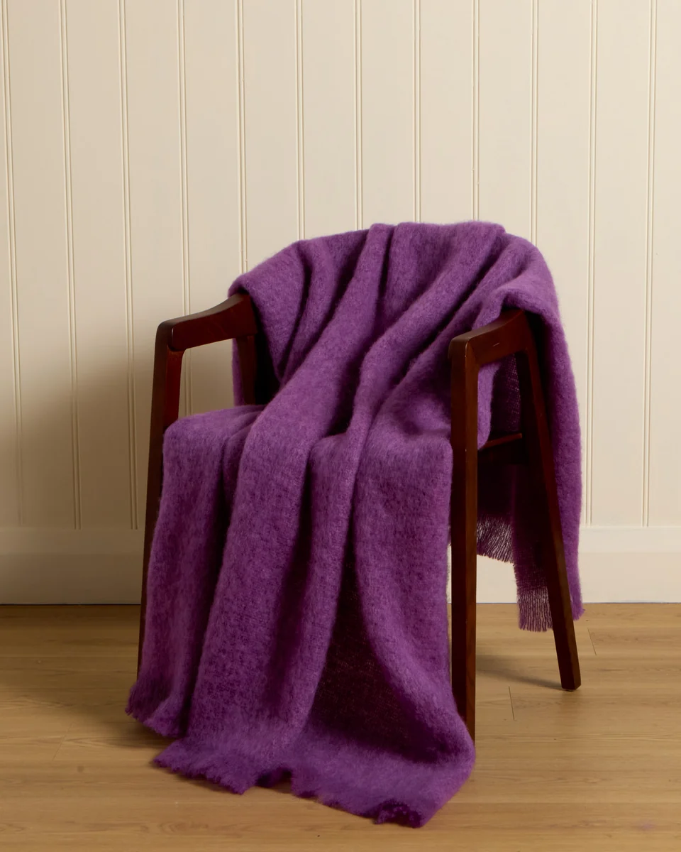 Elite Foxford Violet Twilight Mohair Throw Expertly Made