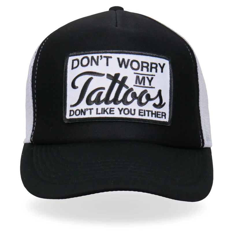 Safe Hot Leathers GSH1035 Don’t Worry Tattoo Trucker Hat Refined