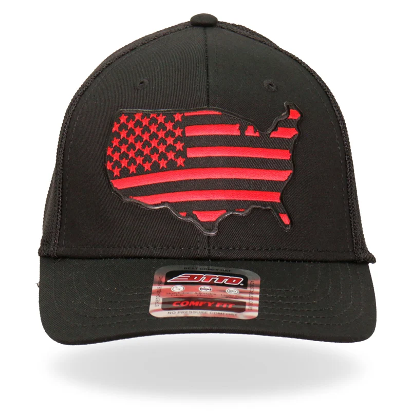 Refined Hot Leathers GSH1036 Red Country Flag Trucker Hat Powerful