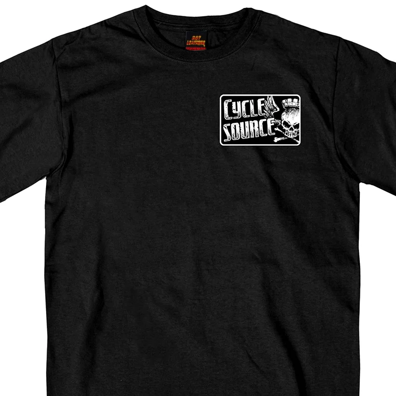 Enhanced Hot Leathers CSM1015 Cycle Source Logo Black T-Shirt Lightweight