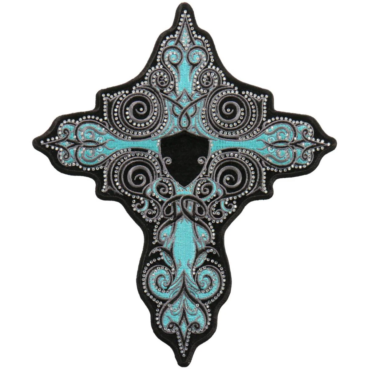 Fine Hot Leathers PPC3297 9 Inch Turquoise Cross Patch with Rhinestones User-Friendly