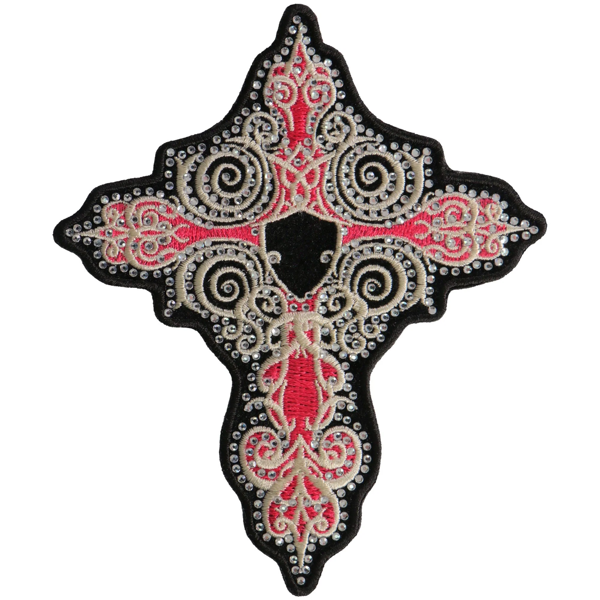 High-End Hot Leathers PPC3265 5 Inch Rhinestone Pink Cross Patch Excellent