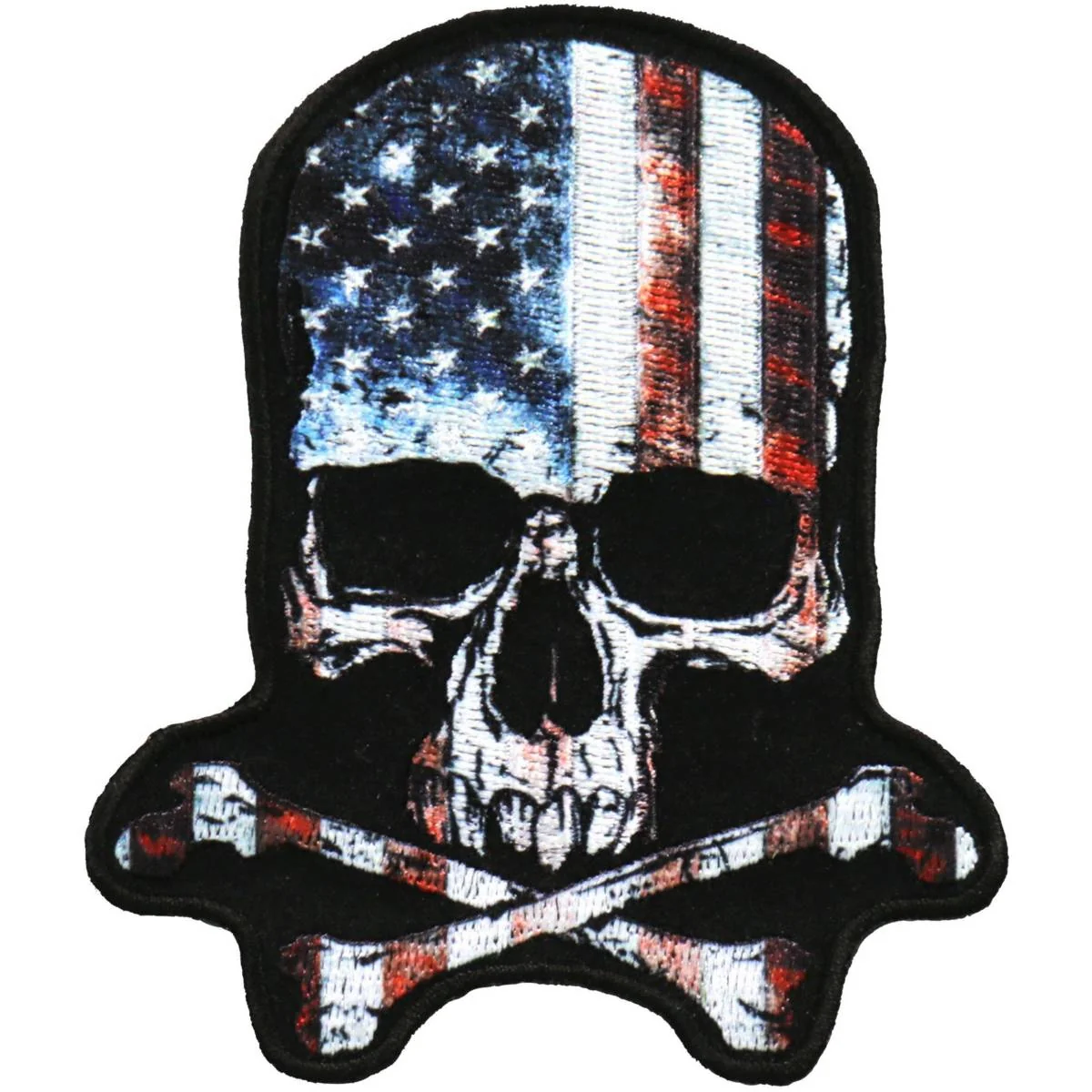 Premium Hot Leathers PPA9980 4 Inch Skull American Flag Patch Flexible