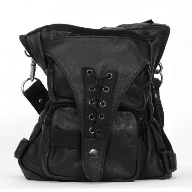 Fast Hot Leathers CPL1002 Black Clip Pouch Leather Grommet Thigh Bag Proven