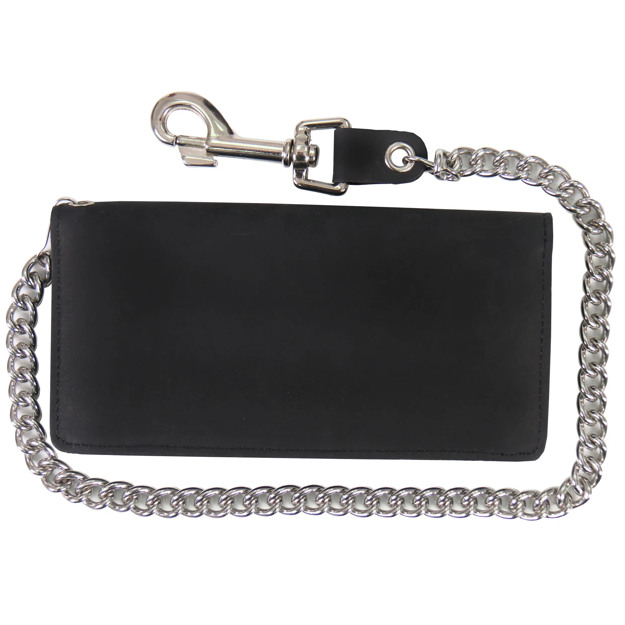 Luxury Hot Leathers WLC3103 7 Inch Black Premium Leather Bi-Fold Wallet with Credit Card Slots and Chain World-Class
