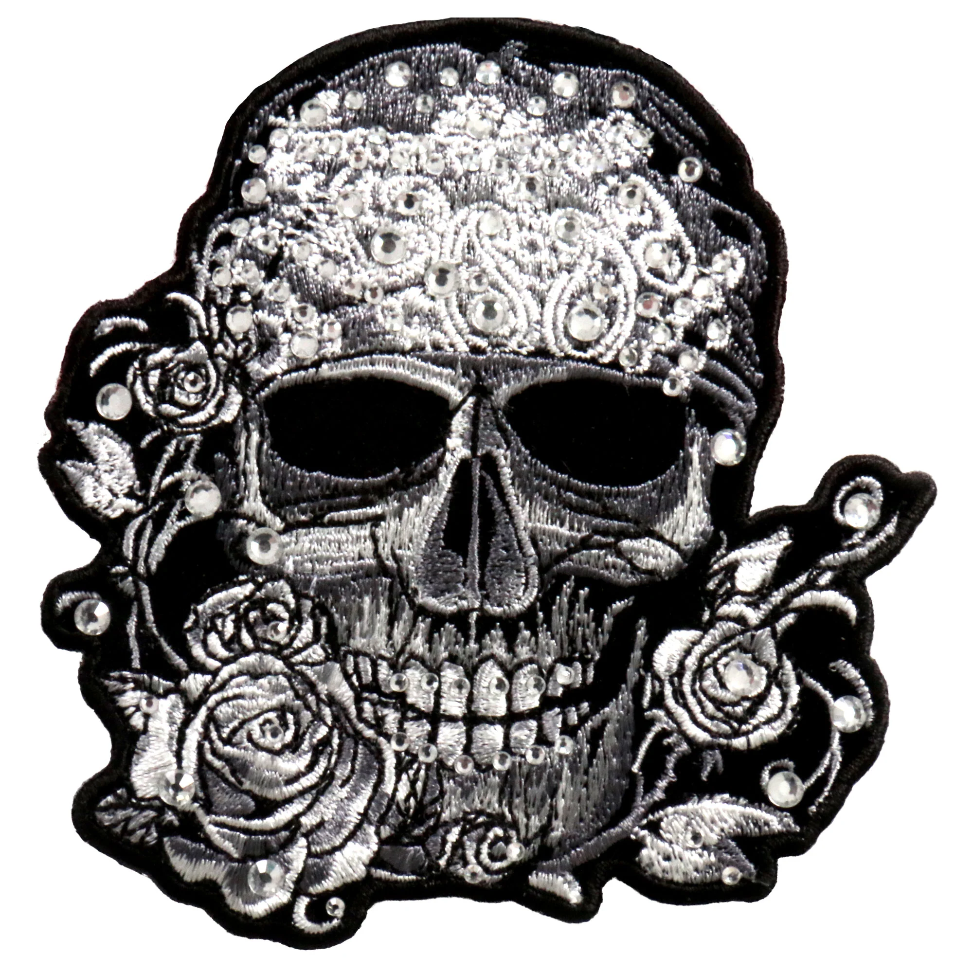 Smart Hot Leathers PPC3215 Bandana Skull with Rhinestones 4 x 4 Patch Efficient